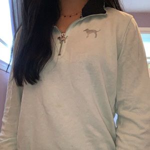 light blue VS PINK sherpa quarter zip sweatshirt